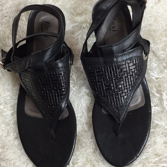 Black Ankle Wrap Black Thong Sandals - Picture 5 of 8